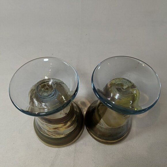 David Paterson 1995 2 Set Art Glass Pedestal Wine Goblets Blown Vintage Canadian - Picture 5 of 13